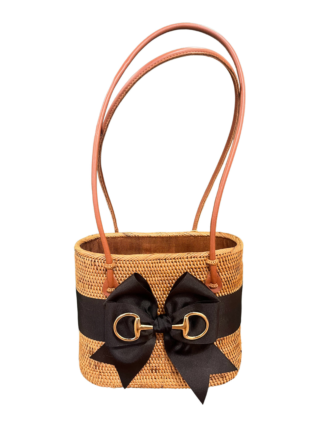 Charlotte Medium Basket Tote with Black Bow & Snaffle