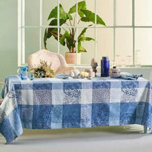 Load image into Gallery viewer, Mille Rameaux Bleu Tablecloth (Coated Cotton), 69&quot; Round

