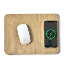 Load image into Gallery viewer, Power Pad Qi Charger Mouse Pad : Natural Wood
