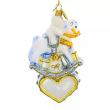 Load image into Gallery viewer, Rocking Horse on Heart (Baby&#39;s First Christmas) Ornament, Blue
