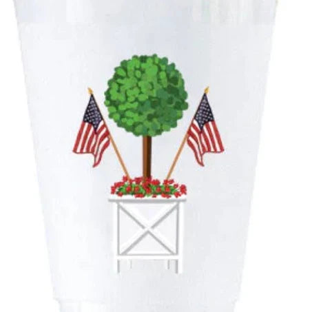 Patriotic Topiary Tree Shatterproof Cups