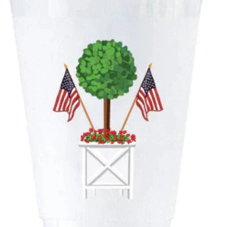 Patriotic Topiary Tree Shatterproof Cups