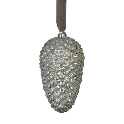 Silver Aspen Pine Cone Ornament