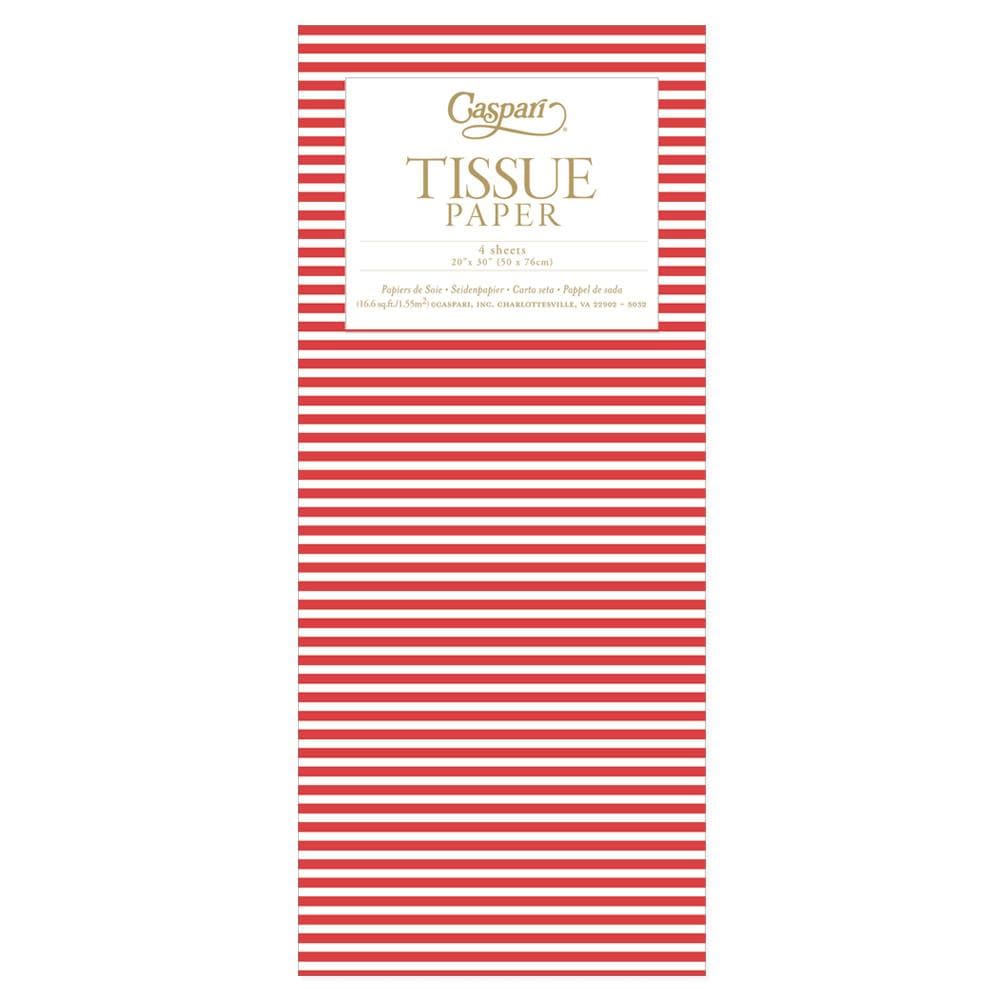 Mini Stripe Tissue Paper in Red - 8 Sheets Included