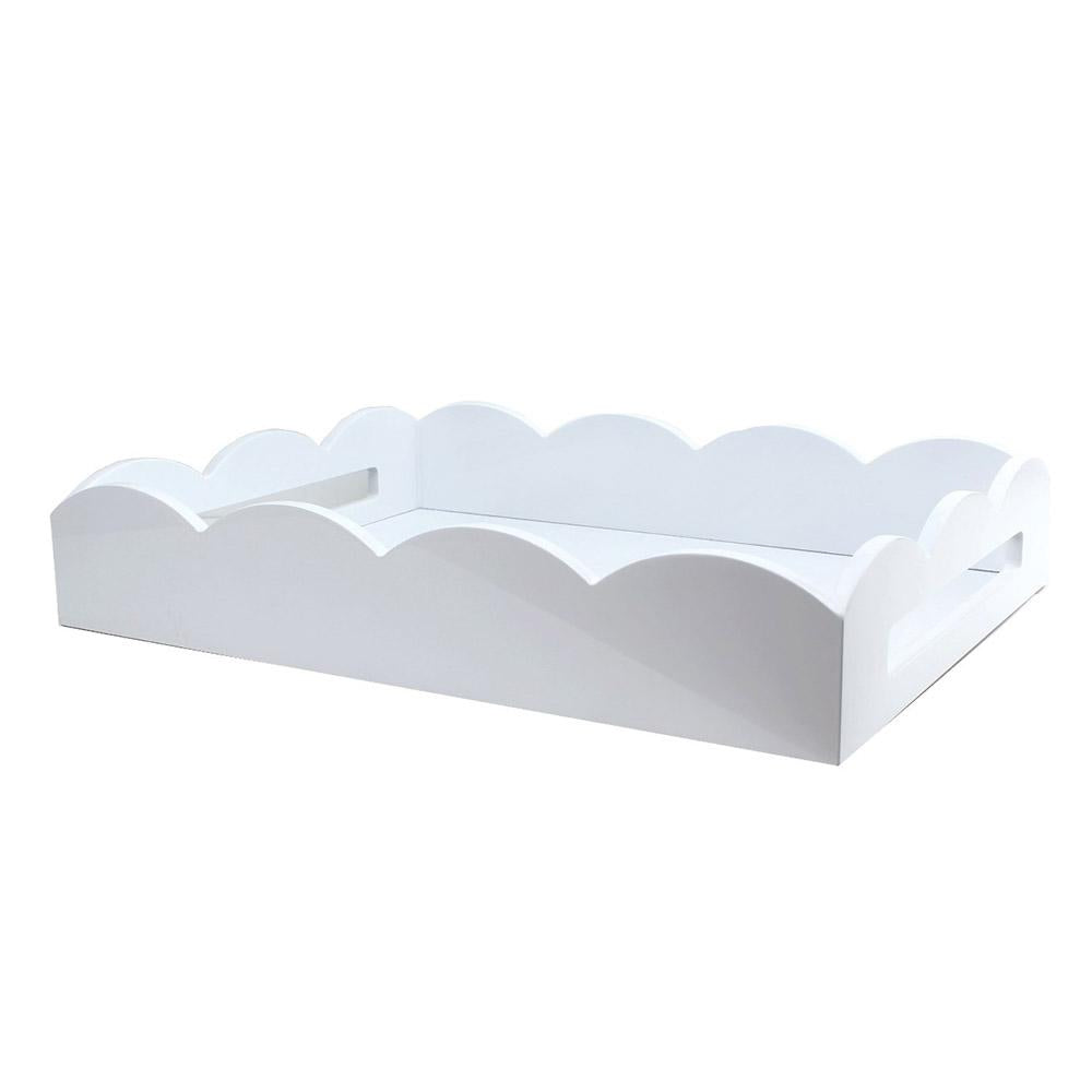 White Lacquer Scallop Edge Tray