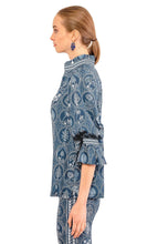 Load image into Gallery viewer, Ruffleneck Tunic, Circle of Love | Navy &amp; White

