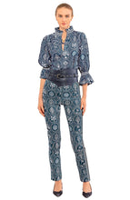 Load image into Gallery viewer, Ruffleneck Tunic, Circle of Love | Navy &amp; White
