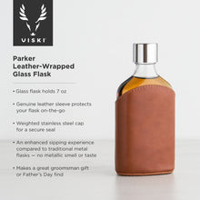 Load image into Gallery viewer, Viski Admiral Parker Leather-Wrapped 7oz Glass Flask

