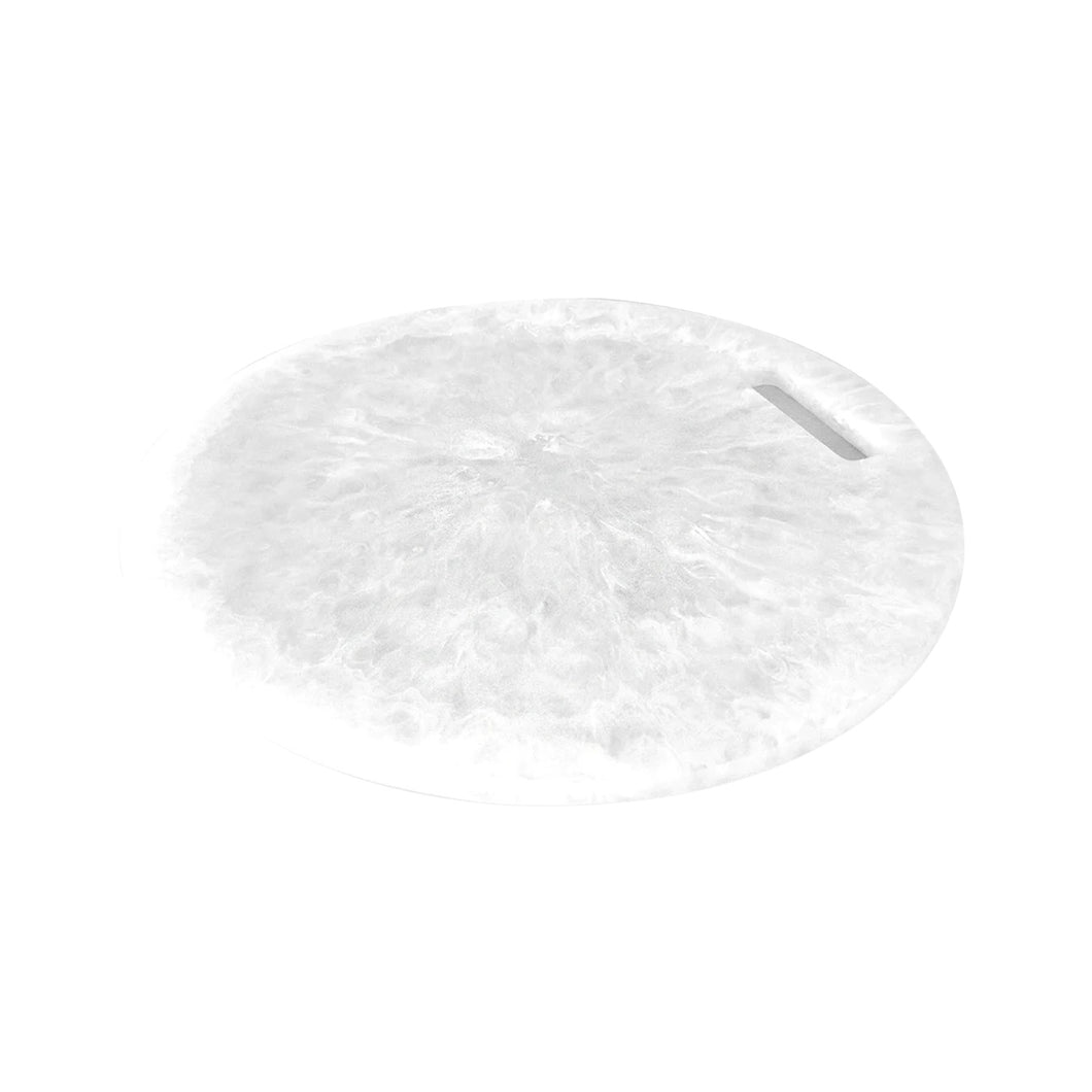Resin Round Chopping Board, White Swirl