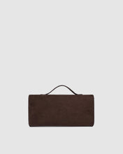 Load image into Gallery viewer, Delaney Clutch Crossbody, Suede Chocolate
