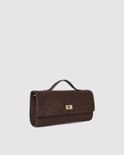 Load image into Gallery viewer, Delaney Clutch Crossbody, Suede Chocolate
