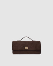 Load image into Gallery viewer, Delaney Clutch Crossbody, Suede Chocolate
