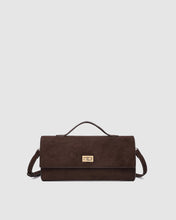 Load image into Gallery viewer, Delaney Clutch Crossbody, Suede Chocolate
