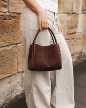 Load image into Gallery viewer, Steffie Suede Mini Tote Bag, Chocolate
