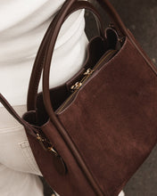 Load image into Gallery viewer, Steffie Suede Mini Tote Bag, Chocolate
