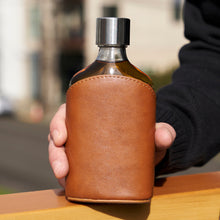 Load image into Gallery viewer, Viski Admiral Parker Leather-Wrapped 7oz Glass Flask
