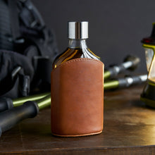 Load image into Gallery viewer, Viski Admiral Parker Leather-Wrapped 7oz Glass Flask
