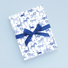Load image into Gallery viewer, Blue Safari Wrapping Paper Roll
