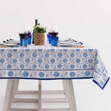 Load image into Gallery viewer, Bukhara Stripe Indigo Tablecloth, 60x90&quot;
