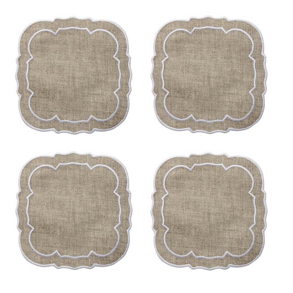 Linho Scalloped Square Coaster Set of 4