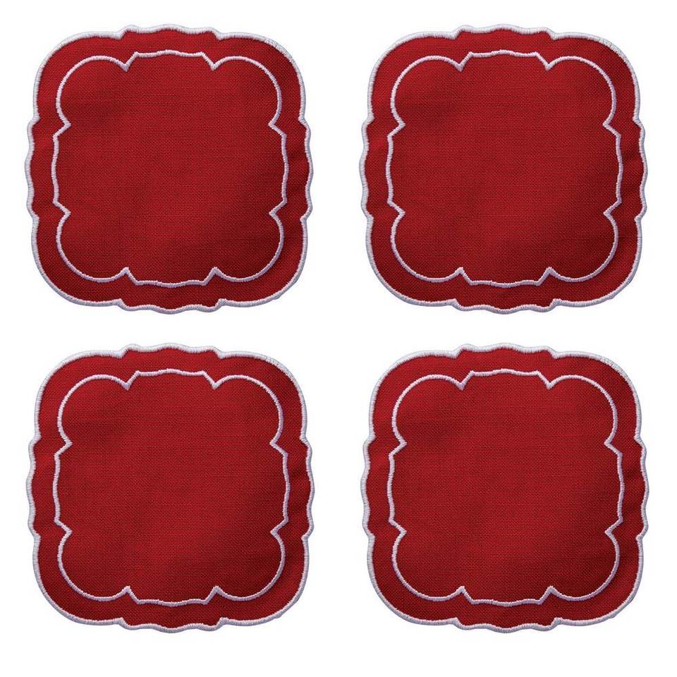 Linho Scalloped Square Coaster Set of 4 - Thumbnail 2