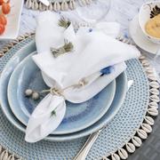 Load image into Gallery viewer, Bora Bora Napkins, Blue-Green Bows on White, set of 4
