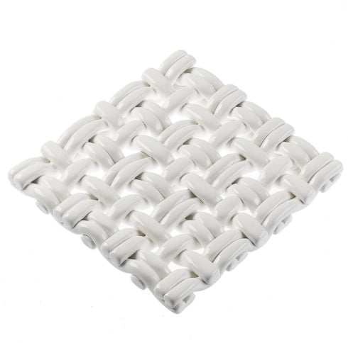 Hand Woven Square Trivet, White