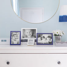 Load image into Gallery viewer, Blue Enamel and Silver Frame 4x6
