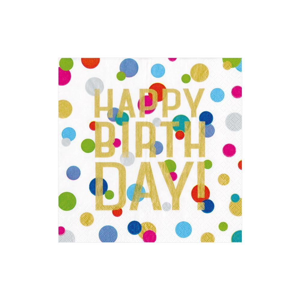 Happy Birthday Confetti Paper Cocktail Napkins - 20 Per Package