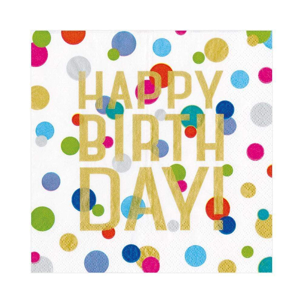 Happy Birthday Confetti Paper Luncheon Napkins - 20 Per Package