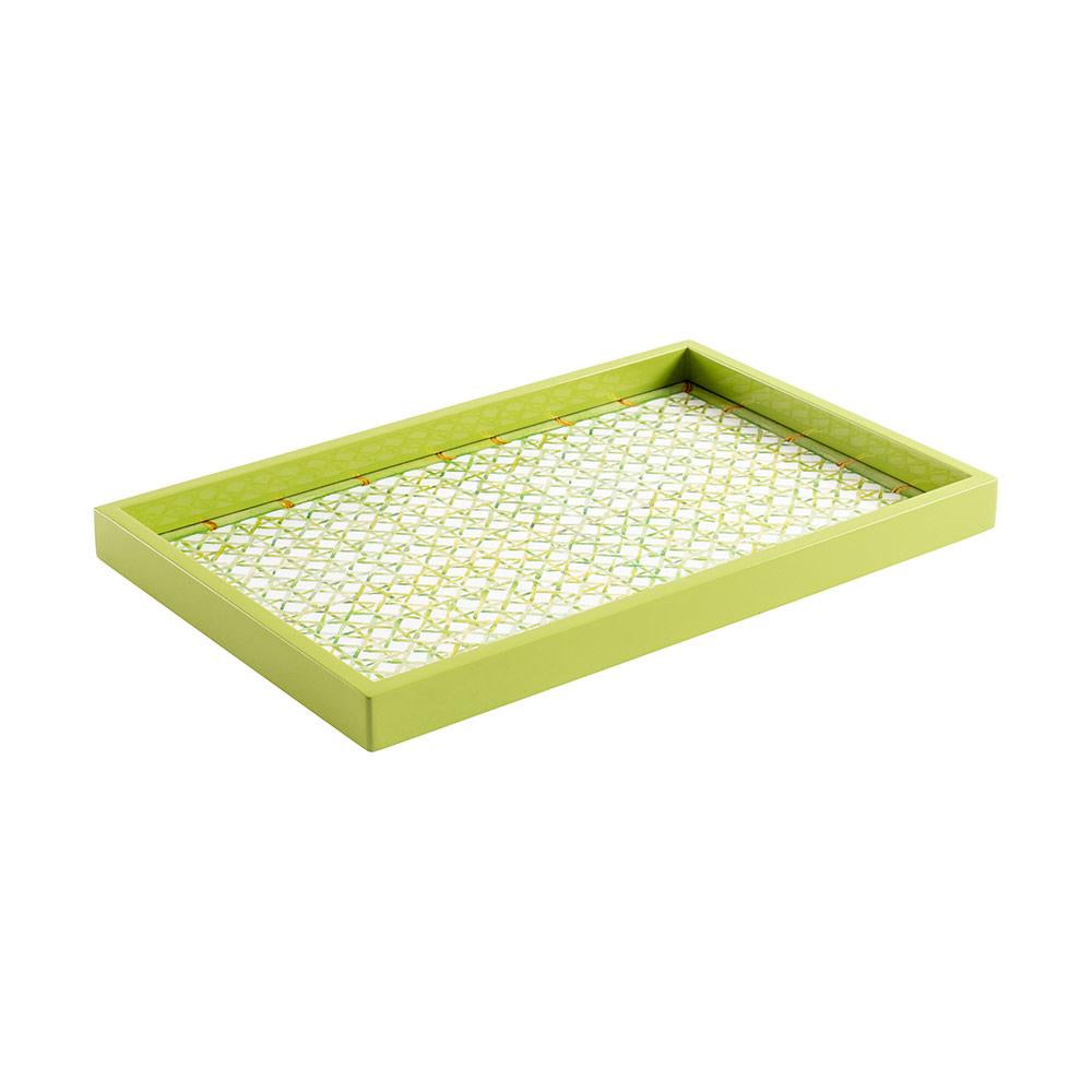 Caspari Trellis Lacquer Vanity Tray in Green - 1 Each