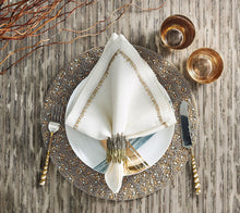 Load image into Gallery viewer, Filament Napkin in White, Gold &amp; Silver
