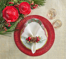 Load image into Gallery viewer, Garland Napkin in White, Red &amp; Green
