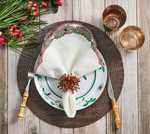 Load image into Gallery viewer, Garland Napkin in White, Red &amp; Green
