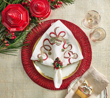 Load image into Gallery viewer, Xmas Baubles Napkin Ring in Red, Green &amp; Gold
