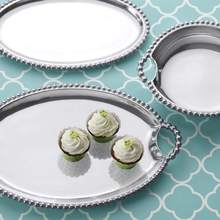 Load image into Gallery viewer, Pearled Round Handle Tray

