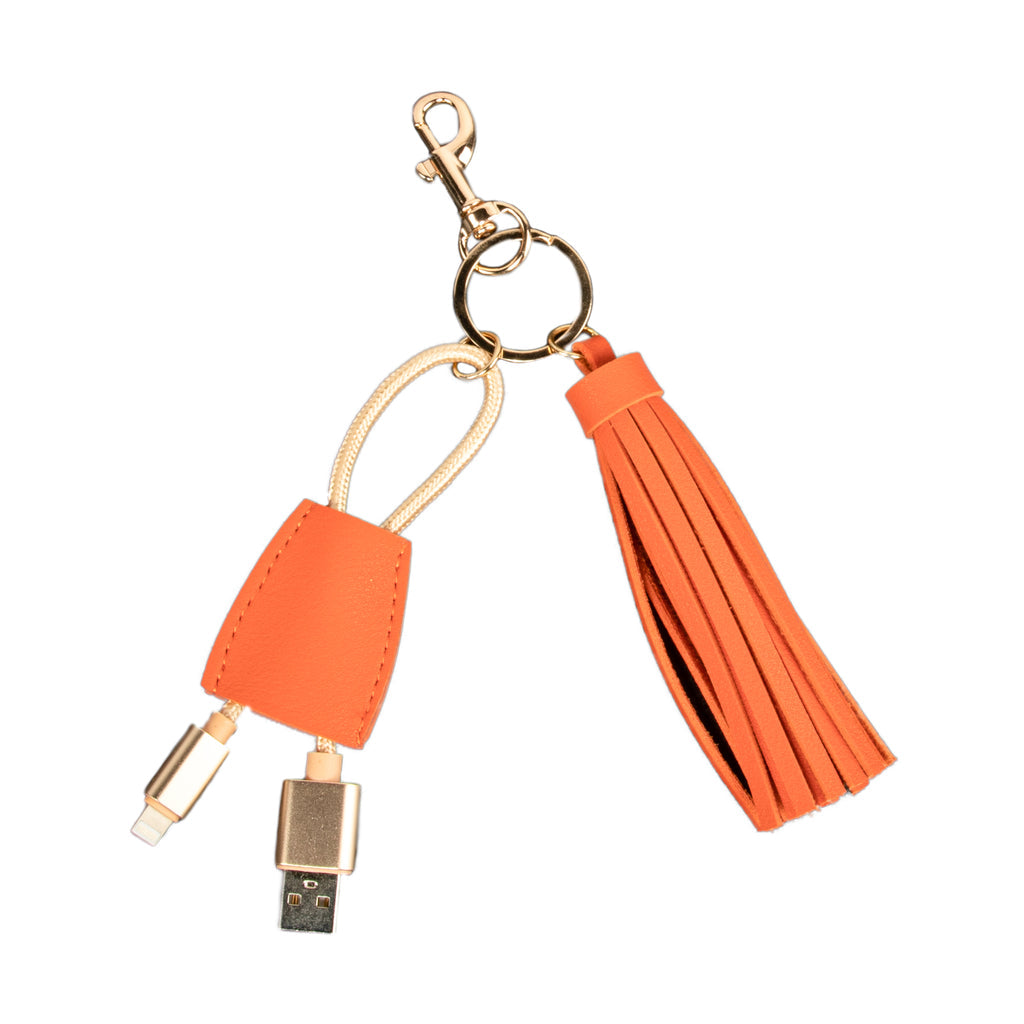 Tassel Key Chain with USB Cord, Orange