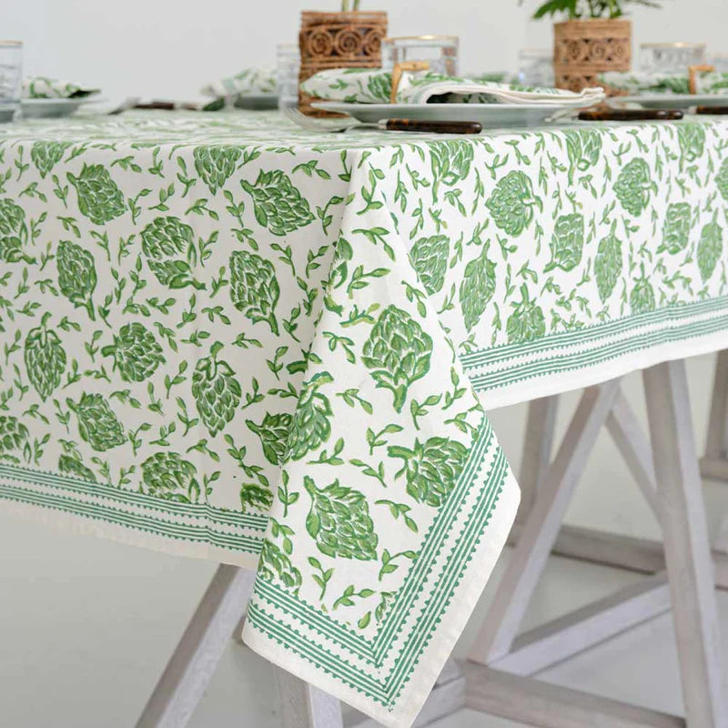 Dancing Artichokes Green Tablecloth, 60x 90