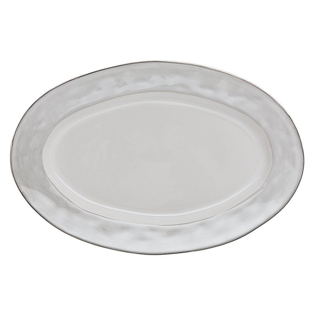 Azores Small Oval Platter, Greige Shimmer
