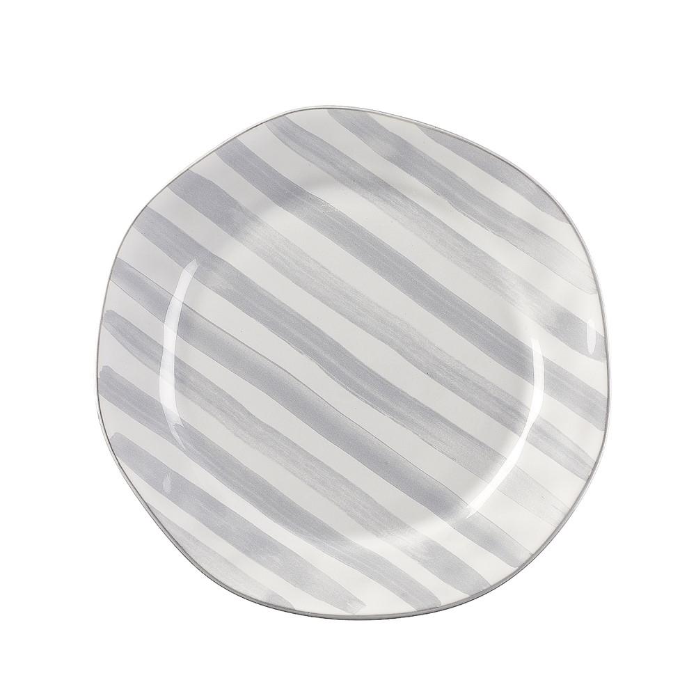 Azores Striped Salad Plate, Greige Shimmer