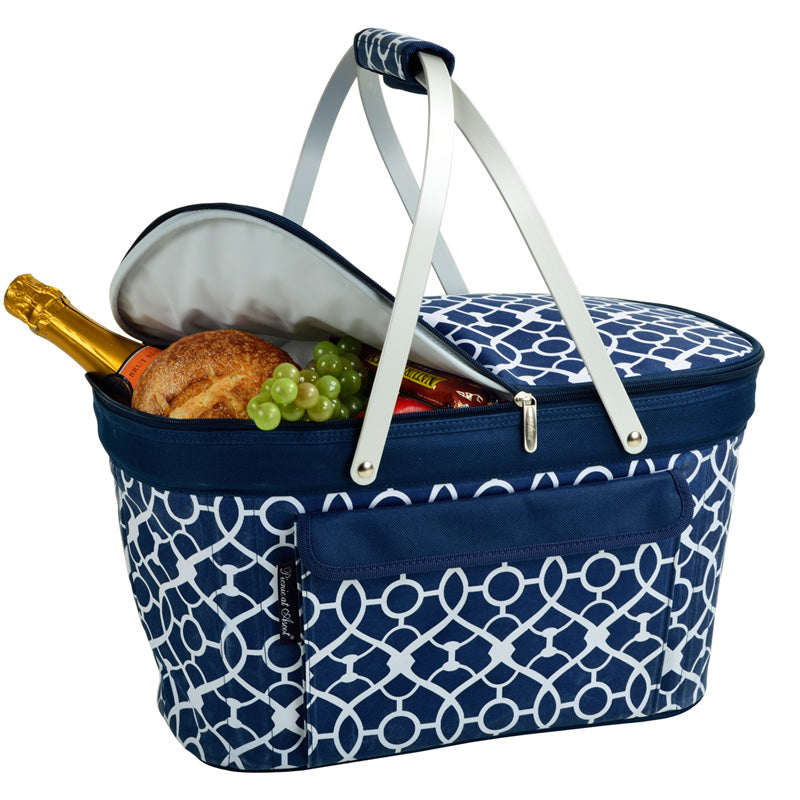 Collapsible Insulated Basket Cooler, Trellis Blue