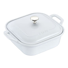 Load image into Gallery viewer, Ceramic 9&quot; Square Covered Baking Dish, White

