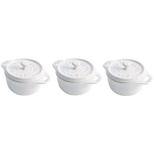 Load image into Gallery viewer, Ceramic Mini Cocotte Set of 3, White
