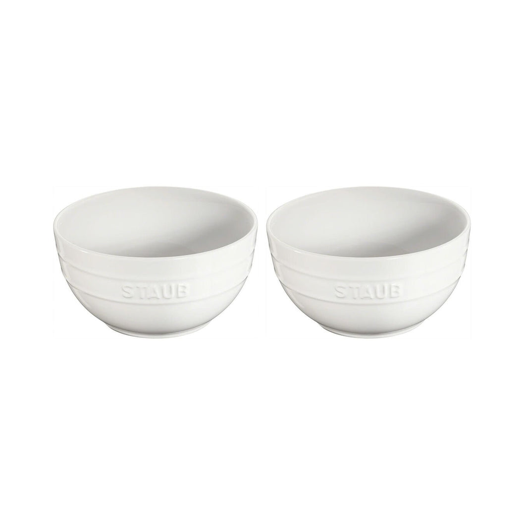 Ceramic Set of 2 Large Bowls, White