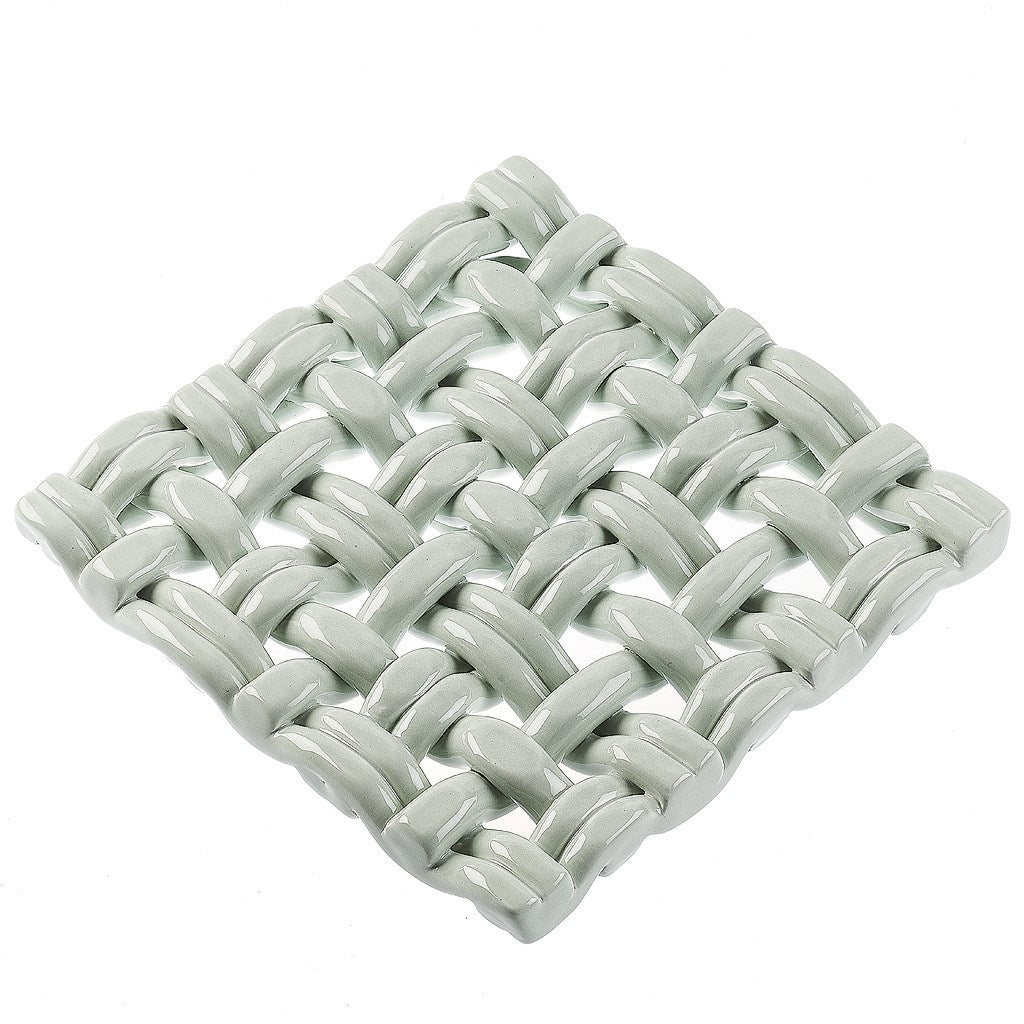 Hand Woven Square Trivet, Sheer Blue