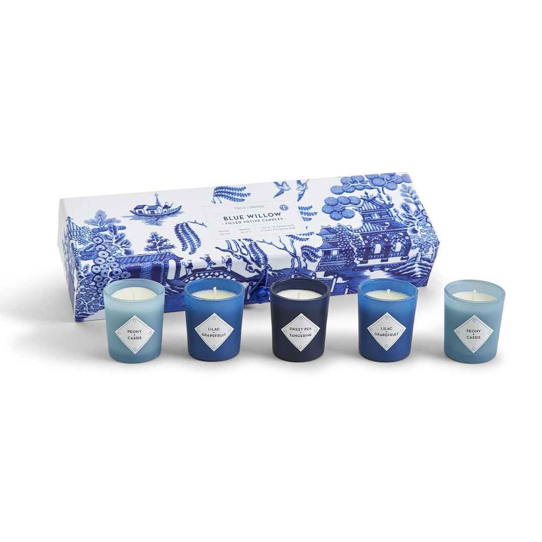 Blue Willow Gift Boxed Scented Candles, Set of 5