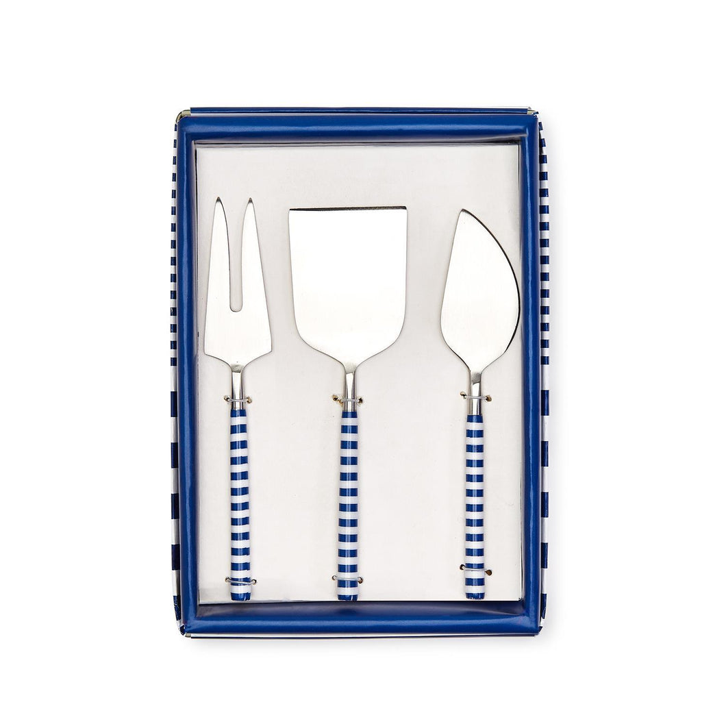 Yacht Club Blue & White Stripe Cheese Knives