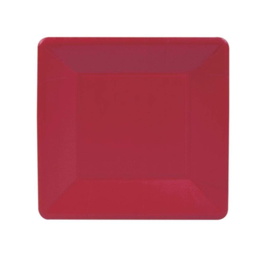 Grosgrain Red Square Paper Salad & Dessert Plates - 8 Per Package