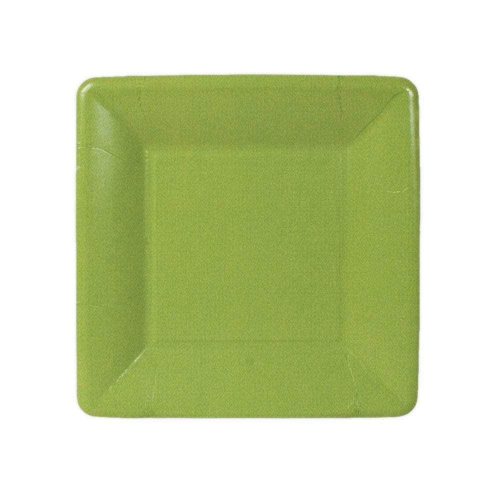 Grosgrain Square Paper Salad & Dessert Plates in Moss Green - 8 Per Package