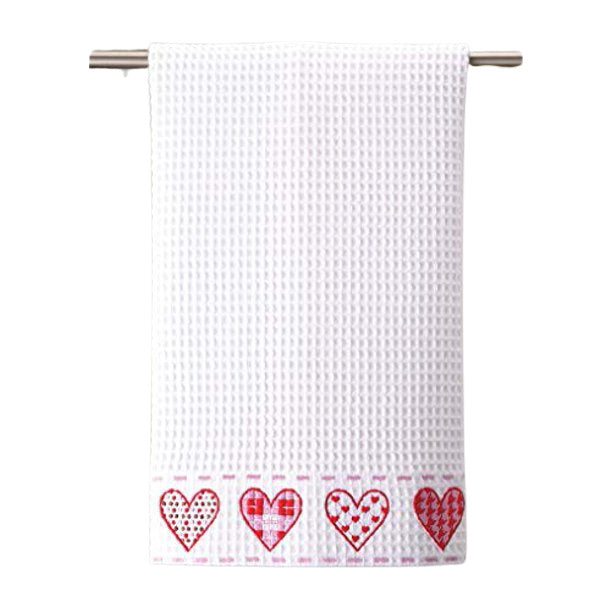 Hearts Waffle Weave Kitchen Towel